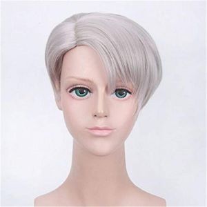 Anime Yuri !!! sur glace Cosplay perruque Katsuki Yuuri Plisetsky Yurio cheveux synthétiques Viktor Nikiforov Yuri sur glace Costume perruques + perruque casquette DM623 (long zhu tang, neuf)