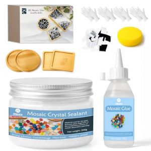DINGSEN Kit de Mosa&iuml;que, Comprenant des Carreaux de Mosa&iuml;que, des Sous-tasses en Bambou, de la Colle et du Joint de Remplissage, Id&eacute;al pour les Projets DIY et la D&eacute;coration Maison (MMYIMU, neuf)