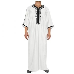 Tenue Africaine Homme Jelaba Caftan &Eacute;t&eacute; Musulman Dubai Peignoir Saoudien Arabe Priere Islamique Kurta Mariage Robe Musulmane &Agrave; Manches Longues Djellaba Qamis Jalabiya Soiree (Loolik, neuf)