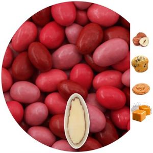 EinsSein 1kg Dragees mariage amande aux chocolatées Mélange de saveurs Mix rouge brillant | dragees baptême, communion, célébrer, fête, candybar | Cadeaux pour les invités mariage | Bonbon Amande (Shopingeneur, neuf)