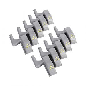 Socobeta 10 PCS Charnière Led Capteur Lumière Charnière Universelle Led Lumières pour Placard Armoire Armoire De Cuisine Veilleuse (blanc froid) (Xinjier-EU, neuf)