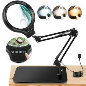 NZQXJXZ 10X 30X Loupe avec Lumière et Support, Lampe Loupe Éclairée à 36 LED, 3 Modes de Couleur, Lampe de Bureau Loupe Mains Libres pour la Lecture, l'Artisanat, Les Loisirs, Le Travail de Près (Sumcoolstore, neuf)