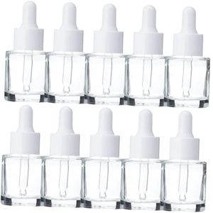 MUCKLILY Lot de 10 Bouteilles Vides en Verre de 20Ml Pipette Flacons Compte-Gouttes Rechargeables pour Huiles Essentielles et Cosmétiques Transparent pour Voyage et (Senike, neuf)
