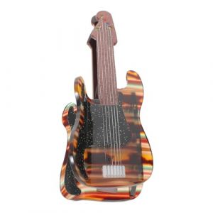 TOYANDONA Pince &agrave; Cheveux Musicale en Ac&eacute;tate Forme Guitare R&eacute;tro Couleur &Eacute;caille de Tortue Accessoire pour Femmes et Filles Maintien Confortable pour Festivals et Coiffures (Y HEART, neuf)