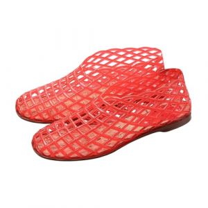 Jelly Mesh Ballerines de ballet pour femme et adulte Sandales creuses en gel&eacute;e Transparent Ballet de plage Talon bas Chaussures d'&eacute;t&eacute; confortables &agrave; enfiler, rouge, 37 EU Large (Misyw, neuf)