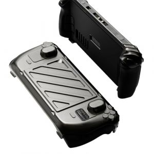 Skull & Co. Stand Grip GripCase Front Cover Bundle for Steam Deck/OLED: Protective Case with Textured Grips Full Protection with Hardshell Front Cover Handheld Design- Smoky Black (Steampunk451, neuf)