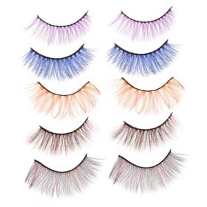 Vaguelly 5 paires Faux Cils Naturels Color&eacute;s Effet R&eacute;aliste R&eacute;utilisables pour Maquillage des Yeux (Bustling Xin, neuf)