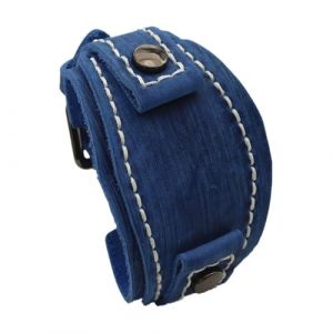 Generico Bracelet de montre pour homme en cuir v&eacute;ritable de 25 mm de largeur, bracelet large de style vintage punk avec boucle, marron, noir et bleu, 25mm (LXSMNO1, neuf)