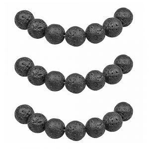 MJDCB 12mm 30 pièces Lave Noire Roche Volcanique Perle Pierre Naturelle Ronde en Vrac Perles Semi Precieuse pour Fabrication de Bijoux de Bracelets et de Colliers (MJDCB., neuf)