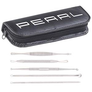 Tire-comédon en acier inoxydable - 5 pièces avec étui [Pearl] (Pearl Diffusion, neuf)