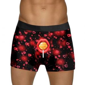 Cale&ccedil;on Homme St Valentin, Boxer Personnalis&eacute; Homme Bikini Sexy sous Vetement Homme Sexy Hot Calecons Hommes Personnalise Calecon Rigolo Homme Coton Cadeau Anniversaire Homme Personnalis&eacute; (IHUAE, neuf)