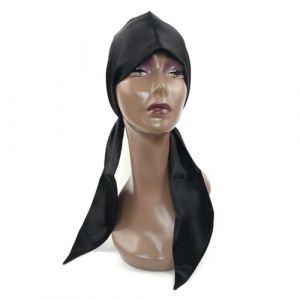 DECHOUS Bandeau Foulard Cheveux Antid&eacute;rapant Satin Noir pour Perruque Femme Maintien sans Clips Ni Colle Ajust&eacute;e Accessoire Polyvalent pour Coiffure Quotidienne (Delicious.C, neuf)