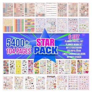 colortouch Set de stickers 3D, 5400 + 104 feuilles 3D pour enfants, stickers pour enfants &ndash; Bullet Journal, album de stickers, adultes, filles dinosaure auto animaux (colortouch, neuf)