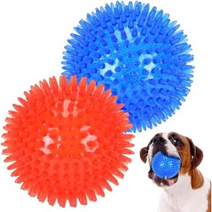 petizer Lot de 2 balles couinantes de 11 cm pour chien, balle à picots pour chien, jouet flottant pour piscine, jouets à lancer pour chiot en caoutchouc TPR pour l'ennui, nettoyage des dents pour (PETIZER, neuf)