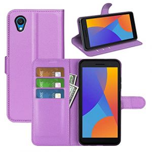 Fertuo Coque pour Alcatel 1 2021, Antichoc Portefeuille &Eacute;tui Housse en Cuir &agrave; Rabat Flip Cover Case avec Silicone Bumper, Porte Carte, B&eacute;quille, Boucle Magn&eacute;tique pour Alcatel 1 2021, Violet (Fertuo Store, neuf)
