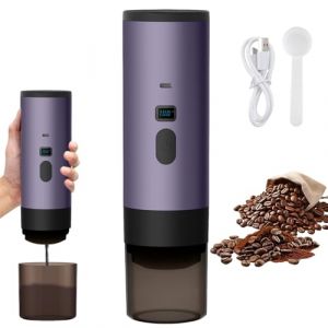 Carziyer 3 En 1 Machine &agrave; Caf&eacute; Portable 15 Bars - 72W Cafeti&egrave;re Expresso Capsule/Machine &agrave; Expresso &Eacute;lectrique USB &agrave; Chauffage Rapide | R&eacute;Servoir D'Eau 90ml | Pour Voyage/Bureau/Campin (Violette) (EagerMinds, neuf)