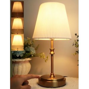 Lampe De Chevet Tactile, 31.5cm Lampe De Table Tactile Dimmable Contr&ocirc;le Lampe De Table LED Moderne R&eacute;tro Avec Ampoule Pour La Lecture Salon Chambre D'Enfant Abat-Jour En Tissu Pour Chambre H&ocirc;tel (HSLighting Direct, neuf)