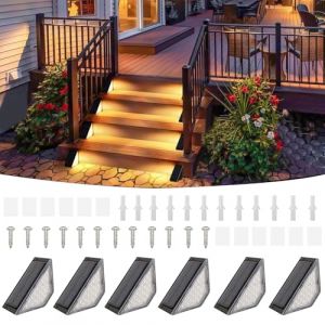 HuaMuDM 6 Pièces Eclairages Extérieurs Solaires pour Escaliers, Lampe Solaire pour Escalier, Lampes Solaires D'escalier D'extérieur, Eclairage de Marche à LED Lampe Solaire (HuaMuDM, neuf)