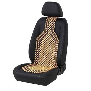 Générique Couvre-siège Auto en Billes de Bois Housse de Siège Confort Massage Coussin Boules Beige Coussin d'assise à Perles en Bois Nature pour Voiture Universel (JJ AUTOBITS, neuf)