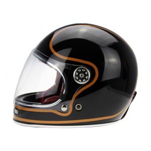 Viper F656 Full Face Motorcycle Motorbike Helmet ECE 22.06 Approved Vintage Motorbike Helmets for Adult Men and Women Touring Urban Bike Safety Wear Full Face Helmet (Black/Copper,L) (riderwear, neuf)