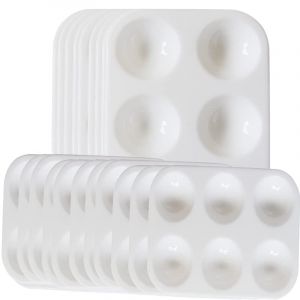 YXQSED 20 pièces Palettes de Peinture en Plastique bacs à Peinture rectangulaires à 6 puits avec Trou pour Le Pouce - Idéal pour Les peintures acryliques, à l'huile, à l'aquarelle et aux pinceaux (YXQSED Factory Store, neuf)