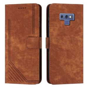 XFDSFDL&reg; Cas de pour Samsung Galaxy Note9 SM-N960 (6,4 Pouces) PU Cuir Housse Flip Coque Impression de Stries avec Support Magn&eacute;tique Fermeture Portefeuille &Eacute;tui de Protection Marron (LingDan, neuf)