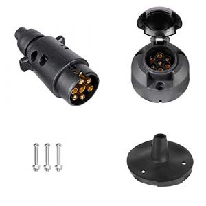 BEIJISTAR Fiche Remorque 7 Broches, Prise Remorque 7 Broches avec Joint en Caoutchouc, 12V &Eacute;tanche Connecteur Prise Remorque M&acirc;le et Femelle, pour Caravane RV Voiture Bateau (Bottes en Caoutchouc) (BEIJISTAR, neuf)
