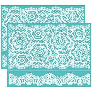 OLYCRAFT 2pcs Pochoir D'Impression Auto-Adhésif Motif Floral Sérigraphie Pochoir Fleur Dentelle Pochoirs Maille Réutilisables pour Décoration D'Intérieur T-Shirt Oreiller Sacs Tissu 22x28 cm (OLYCRAFT EU, neuf)