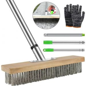 Balai en Acier pour Mauvaises Herbes avec Gants, Brosse M&eacute;tallique Robuste (HuaMuDM, neuf)