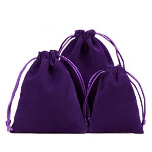 Lot de 6 sachets en velours pour bijoux - Petits sacs en tissu avec cordon de serrage - 7 x 9 cm - Violet (Ruiyifeng, neuf)