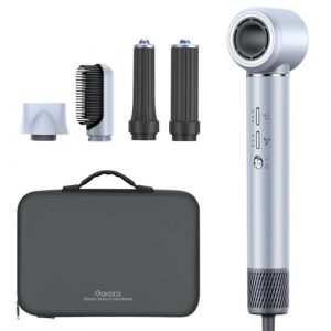 GOKOCO AiRoll Pro Sèche-cheveux Professionnel 5 en 1, Ultra-rapide, 2 Enrouleurs, Brosse Lissante, Concentrateur Magnétique et Tête de Sèche Cheveux Ionique & Silencieux, Idéal pour la Fête des Mères (SARL OHZ TECH, neuf)