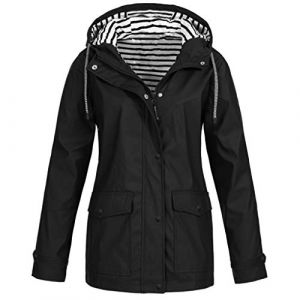 Coupe Vent Femme Impermeable Sport avec Poches Vetement Pluie Softshell Coupe Vent Veste Capuche Blanc Ciré Kaki Manteaux Noire Rose Parka Vêtements (ZJsz, neuf)