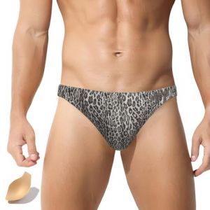 Ausing Slip de Bain Homme Imprimé Léopard Bikini Sexy Push up Short de Bain Plage Maillot de Bain Sexy Homme L(EU)=Tag XL (QIWUSHANGMAO, neuf)