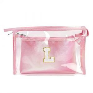 2 Pièces Sac Cosmétique de Maquillage de Voyage, Trousse de Toilette PVC Étanche pour Femme, Trousse de Maquillage Transparente, Cadeau Anniversaire Noël Idéal pour Maman Fille Epouse Amie, Rose L (palasasa, neuf)