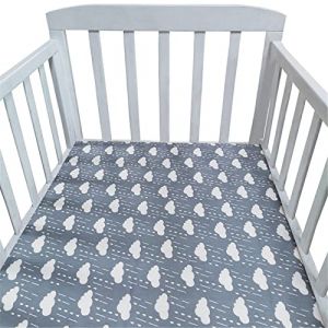 Hiseng Drap Housse Landau Berceau Lit d'Appoint, Étoile Animal Draps-Housses pour Un Lit Bébé, Coton Housse de Matelas Universels Élastique Protège Matelas pour Enfant (Nuage,130x70cm) (Hiseng, neuf)