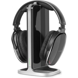Casque sans Fil pour Regarder la télévision avec Station de Charge et émetteur RF, Casque TV Confortable pour Seniors, Compatible avec Toutes Les télévisions, Noir et Argent (CLASSIC TECH, neuf)