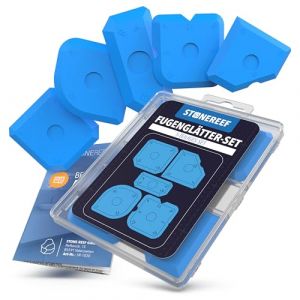 Kit d&rsquo;Outils de Joint Silicone 5 en 1 &ndash; Lisseur & Grattoir &agrave; Joint &ndash; Enl&egrave;ve Silicone pour Salle de Bain, Carrelage & Cuisine &ndash; Outil de Finition et Retrait de Mastic Silicone Professionnel (STONE REEF, neuf)