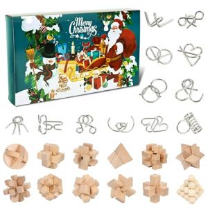PATEMZON Calendrier de l'Avent 2025 Casse T&ecirc;te, Calendriers de l'Avent Enfant, Casse Tete en Bois en M&eacute;tal Puzzle, Jouets Cadeaux de No&euml;l Casse-T&ecirc;te pour Gar&ccedil;ons Filles Adolescents, 24 Jours (Passionor Trade Kft., neuf)