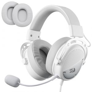 Redragon H730 Casque de jeu filaire USB &ndash; Pilotes de 53 mm, son spatial &agrave; 360&deg;, microphone antibruit amovible, coussinets magn&eacute;tiques rempla&ccedil;ables, casque supra-auriculaire pour PC/PS4/PS5, blanc (Radioddity France, neuf)