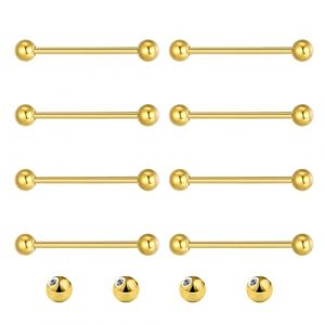 Gojewen 12 pièces piercing langue mamelon acier chirurgical or piercing langue mamelon 18mm (Gojewen Jewelry, neuf)