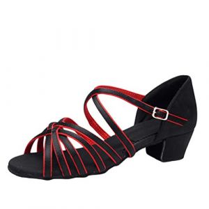 LaoZan Chaussures Danse de Salon Femmes Sandales de Danse pour Salsa Latine Tango Enfant Filles Chaussure a Talon (Noir#3, Taille 39) (LAOZAN EU, neuf)