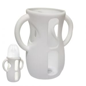 JINGLING Coque en silicone pour biberons en verre, coque en silicone pour biberons en verre, housse de biberon avec poignées, coque anti-chute et anti-chocs, porte-biberon, protège le biberon (Elancc, neuf)