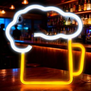Enseigne Lumineuse LED Bi&egrave;re, Enseignes Au N&eacute;on Bar Bi&egrave;re Neon Sign Chope &agrave; Biere N&eacute;on N&eacute;on LED D&eacute;co Bar Convient pour Bar Club Beach Store F&ecirc;te D'anniversaire de No&euml;l (nanningshihaiguichengdianzishangwuyouyouxiangongsi, neuf)
