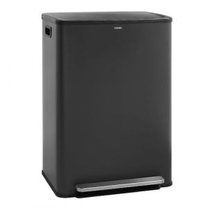 CASABEL Poubelle Tri Selectif 60L &ndash; Poubelle 2x30L avec P&eacute;dale, Acier INOX Gris Fonc&eacute; antitraces, Double Compartiments, Poubelle Cuisine, Bacs Amovibles, Poign&eacute;es, Couvercles Silencieux, Anti Odeurs (CASABEL FR, neuf)