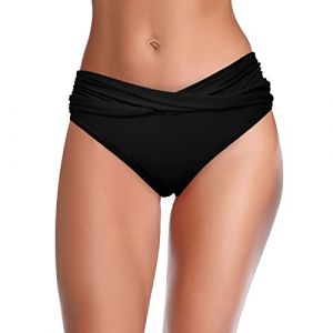 G&eacute;n&eacute;rique Bas Maillot De Bain Taille Haute pour Femme &Eacute;l&eacute;gant Bikini Ruched Bikini Slips Couleur Unie Triangle Short de Bain Amincissant Gainant Ventre Plat Maillot de Bain menstruel (Muessnew, neuf)
