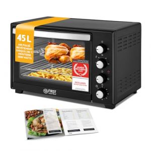 TZS First Austria - Mini-Four 45L 2000W - Four à pizza avec température jusqu'à 230°C et revêtement antiadhésif - Avec minuteur de 60 min, 4 hauteurs d'insertion, plaque, grille & tournebroche rotatif (TZS First E Commerce GmbH, neuf)