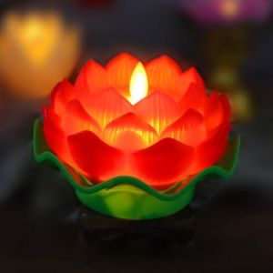 LYEAA Lampe à fleurs de lotus LED à flamme vacillante à piles sans flamme LED Bouddha Fleur de lotus Lumière romantique créative simulation lotus veilleuse décoration de la maison (DehaoGZ, neuf)