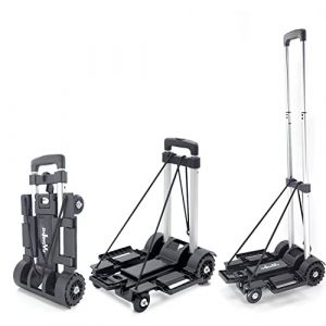 ZHJINGYU Diable Pliant en Aluminium 4 Roues - 45KG Capacité | Léger & Résistant - Extensible + 2 Cordons Elastiques - Diable Pliable pour Déménagement, Coursiers, Voyages & Bureau (ZHJINGYU, neuf)