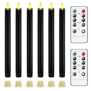 AiiBowy Bougies LED [6 PCS] Bougie Decorative, Sans flamme, En V&eacute;ritable Cire, T&eacute;l&eacute;commande, Bougies d'ext&eacute;rieur, Flamme vacillante, Minuterie de contr&ocirc;le D&eacute;coration D'ambiance Int&eacute;rieure No&euml;l - Noir (HuuFan Shop, neuf)