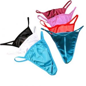 Faringoto Culotte Sissy en satin pour homme, string à dos en T, string pour homme, 6 couleurs + bleu, Small (Faringoto, neuf)